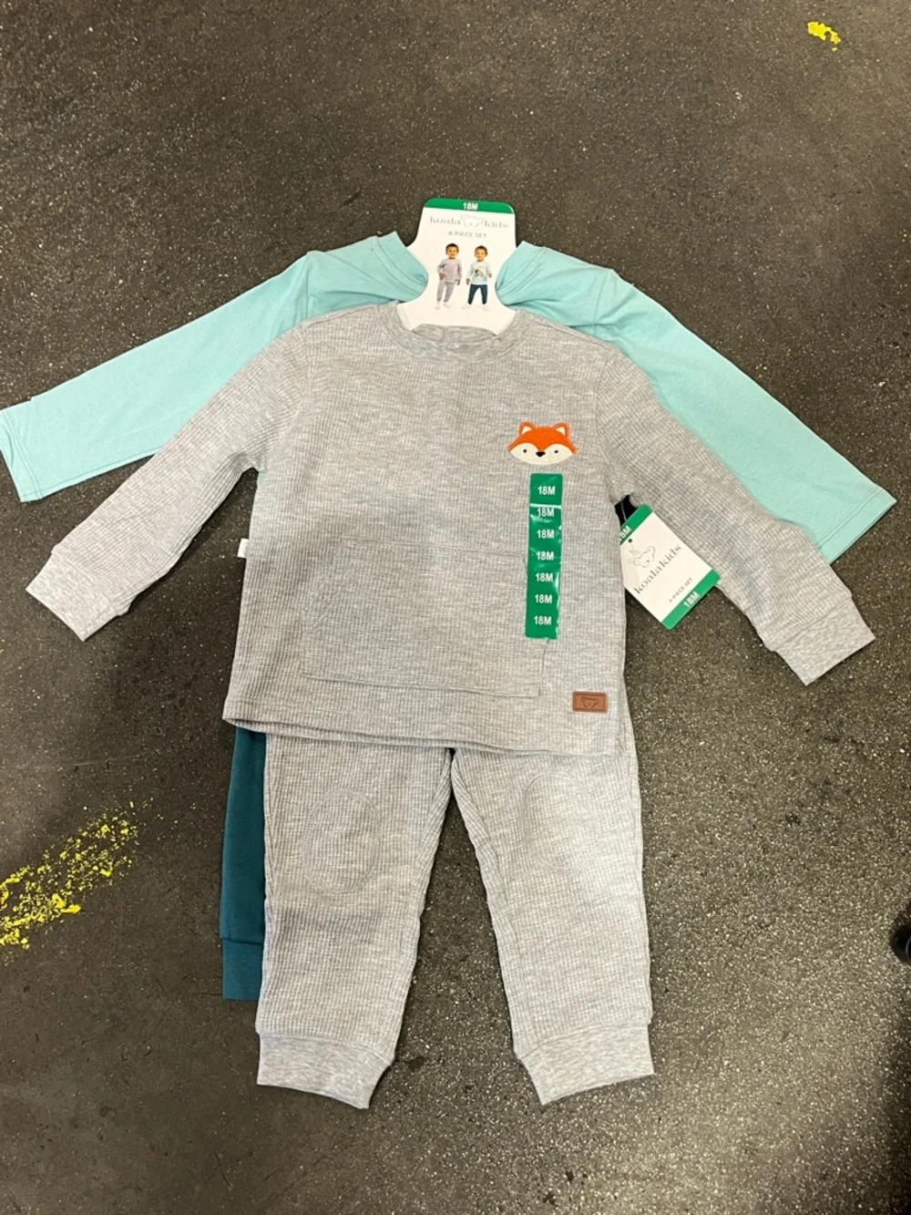 Carter's Gray Fox Two-Piece Set with Aqua Layer